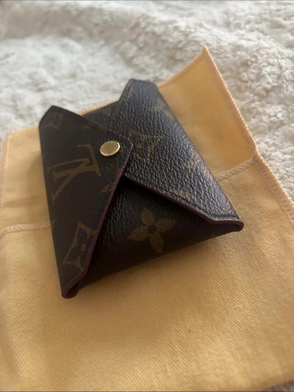 Louis Vuitton Monogram Envelope Card Case in Brown with Gold Hardware Small